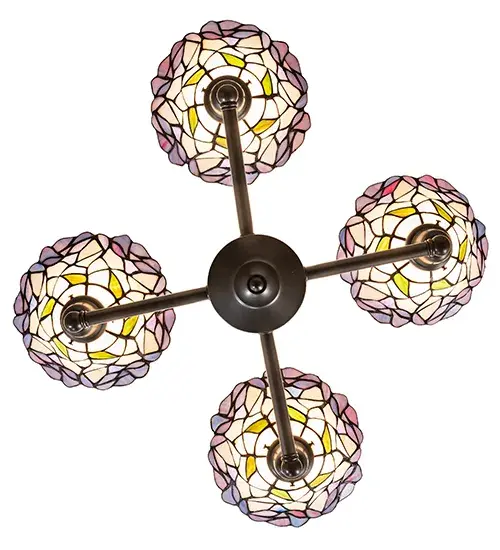 28" Wide Daffodil Bell Revival 4 Light Chandelier - Image 7