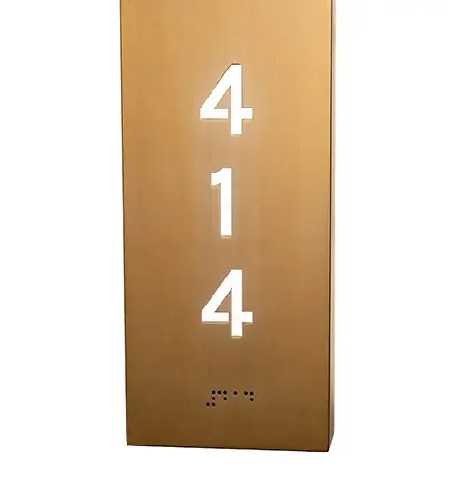 6" Wide Hotel Corridor Room Number W/ Braille Wall Sconce - Image 9