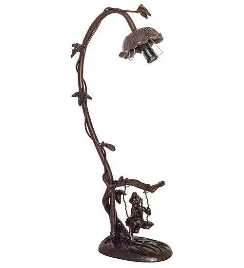16" High Fluted Bell Cherub on Swing Mini Lamp - Image 7