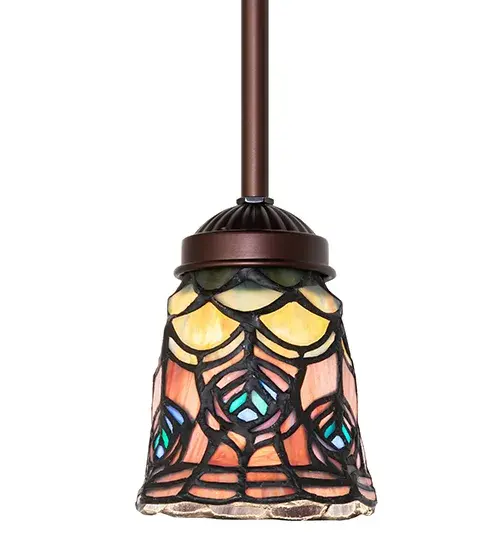 5" Wide Tiffany Peacock Feather Mini Pendant - Image 2