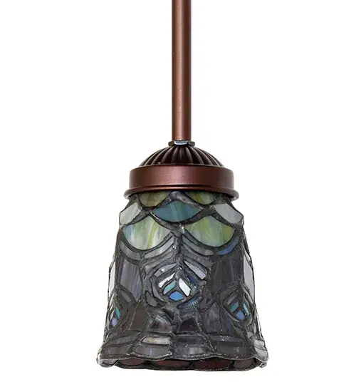 5" Wide Tiffany Peacock Feather Mini Pendant - Image 3