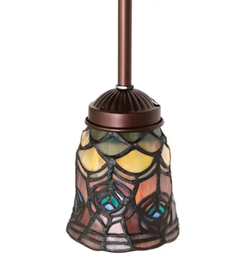 5" Wide Tiffany Peacock Feather Mini Pendant - Image 4