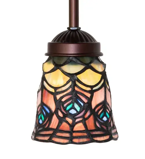 5" Wide Tiffany Peacock Feather Mini Pendant - Image 5