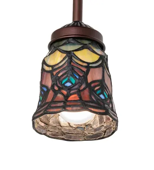 5" Wide Tiffany Peacock Feather Mini Pendant - Image 6