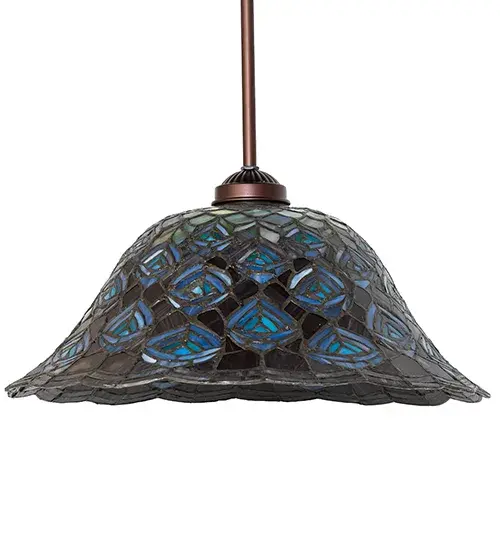 16" Wide Tiffany Peacock Feather Pendant - Image 3