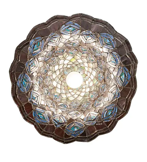 16" Wide Tiffany Peacock Feather Pendant - Image 7