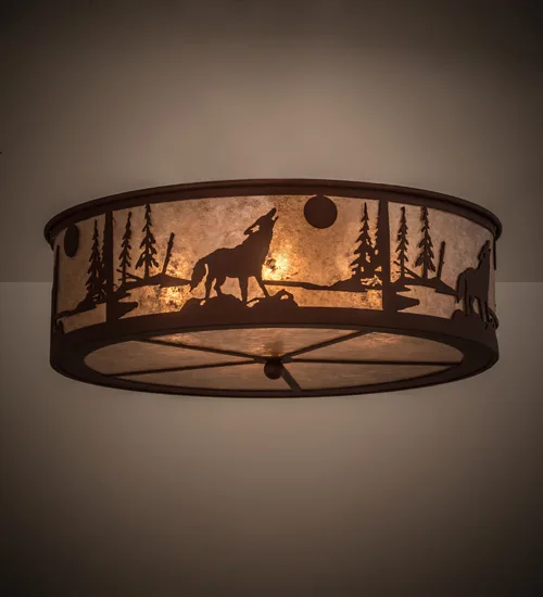 22" Wide Wolf on the Loose Flush Mount