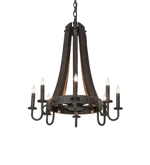 24" Wide Barrel Stave Madera 8 Light Chandelier - Image 2