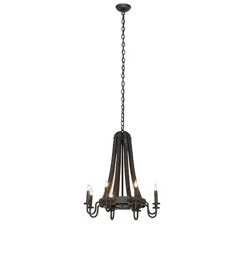 24" Wide Barrel Stave Madera 8 Light Chandelier - Image 11
