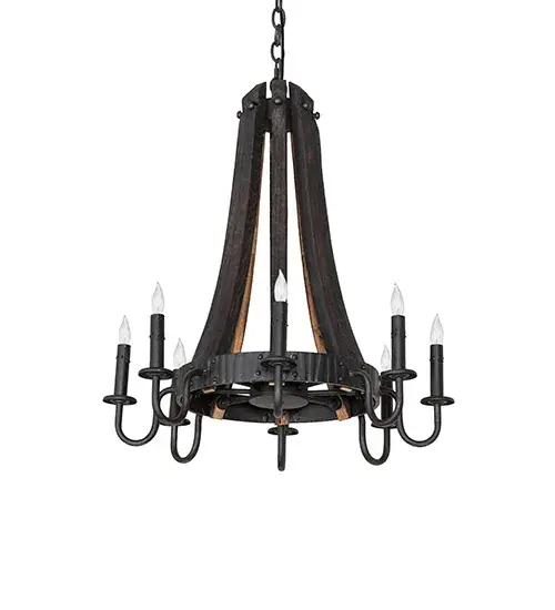 24" Wide Barrel Stave Madera 8 Light Chandelier - Image 3