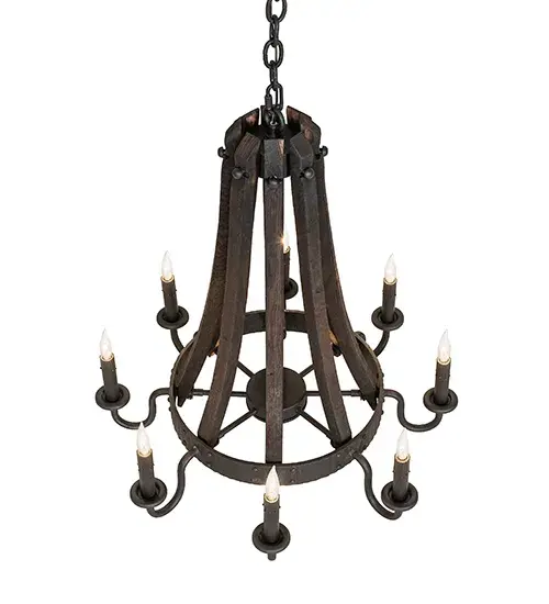 24" Wide Barrel Stave Madera 8 Light Chandelier - Image 4
