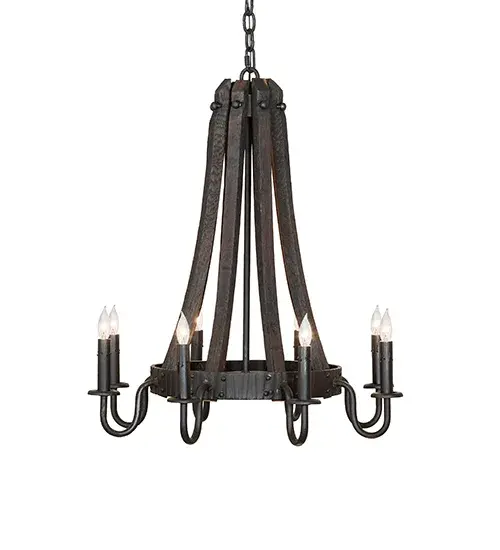 24" Wide Barrel Stave Madera 8 Light Chandelier - Image 5