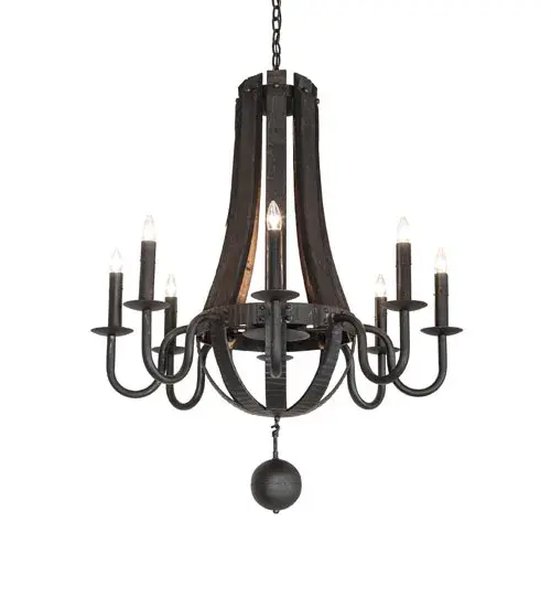 36" Wide Barrel Stave Madera 8 Light Chandelier - Image 2
