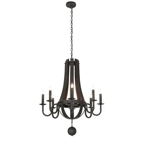 36" Wide Barrel Stave Madera 8 Light Chandelier - Image 11