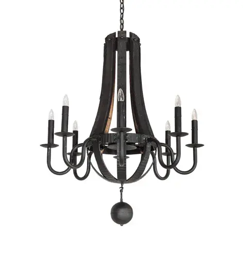 36" Wide Barrel Stave Madera 8 Light Chandelier - Image 3