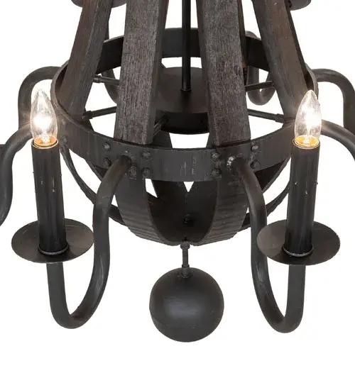 36" Wide Barrel Stave Madera 8 Light Chandelier - Image 8
