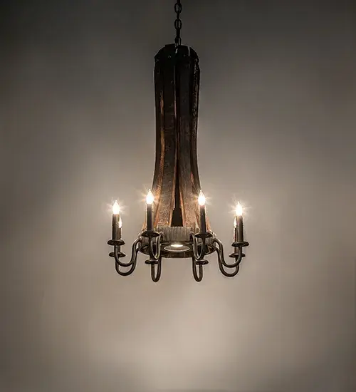 20" Wide Barrel Stave Madera 8 Light Chandelier - Image 1