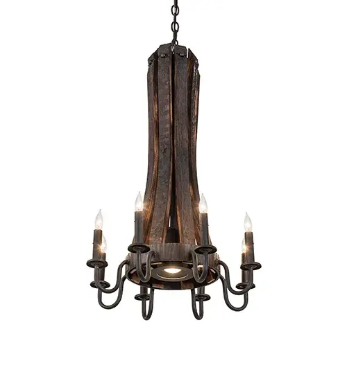 20" Wide Barrel Stave Madera 8 Light Chandelier - Image 2