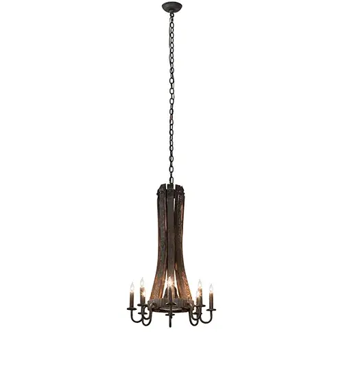20" Wide Barrel Stave Madera 8 Light Chandelier - Image 11