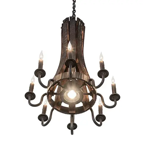 20" Wide Barrel Stave Madera 8 Light Chandelier - Image 6