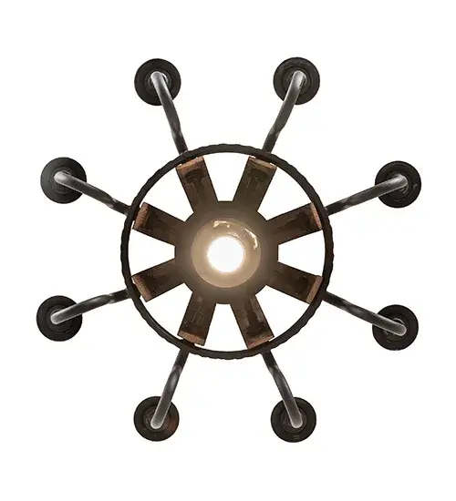 20" Wide Barrel Stave Madera 8 Light Chandelier - Image 7