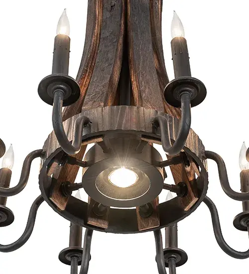 20" Wide Barrel Stave Madera 8 Light Chandelier - Image 8