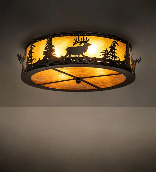 22" Wide Elk at Dusk Flushmount