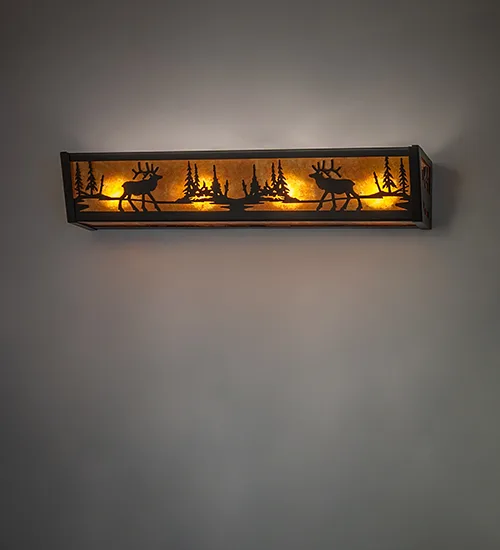 24" Wide Elk at Lake Vanity Light