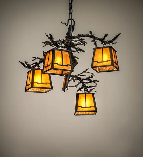 28" Wide Pine Branch Valley View 4 Light Chandelier