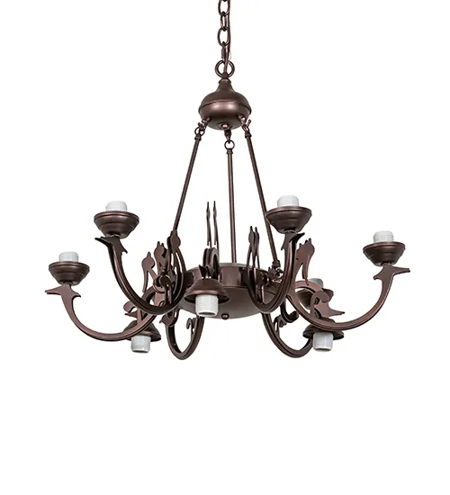 23" Wide Mahogany Bronze 9 Light Chandelier Hardware