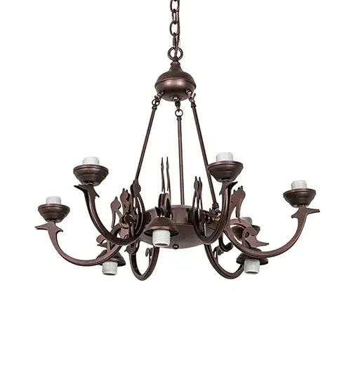 33" Wide Tiffany Jeweled Peacock 9 Light Chandelier - Image 10