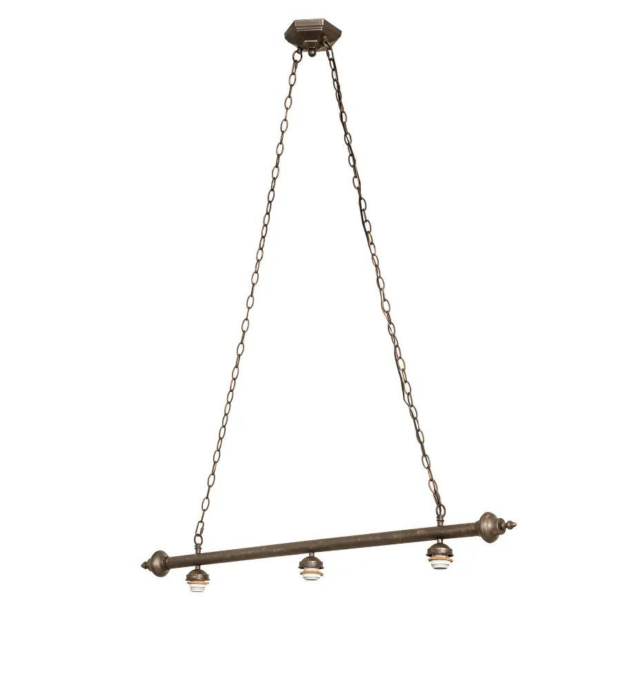 47" Long Antique Brass 3 Light Island Pendant Hardware - Image 1