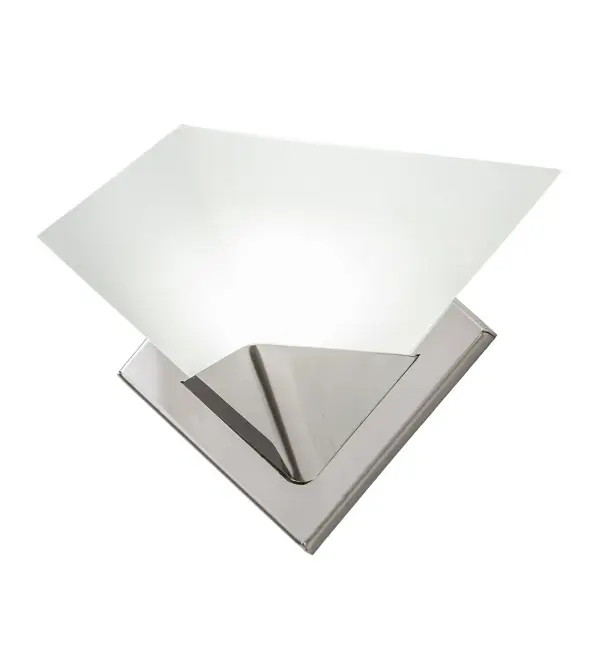An exceptional wall luminaire for the discriminating eye, the Tempe is a unique architectural lighting element that features a Clear Frosted Glass angular lens with an inner diffuser offered in Statuario Idalight. A Polished Stainless Steel V-shaped profile embraces both diffuser layers. Use this fixture to illuminate walls in corridors and entryways in residential, hospitality, and commercial areas from Manhattan, New York, to Washington, D.C., and Los Angeles, California. The Tempe Wall Sconce is included in our American-made, American-designed, handcrafted Abstract Lighting Collection and manufactured in Yorkville, New York. UL and cUL listed for dry and damp locations. Collection: Tempe Finish: Polished Stainless Steel Glass: Clear Frosted Glass/Statuario Idalight Width: 12.00" Height: 8.50" Length: 6.50" Weight: 2.00 lb Extension from Wall: 6.50" Number of Bulbs: 1 Maximum Wattage: 4.00 W Bulb Type: JCD Bulb Base: G9 Light Source: LED Material: Stainless Steel Country of Origin: USA Safety Rating: Damp LED