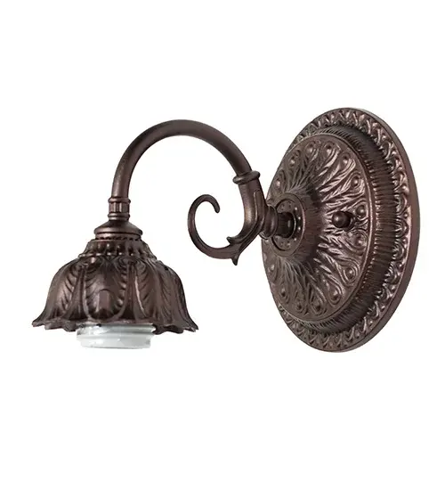 8" Wide Tiffany Jeweled Peacock Wall Sconce - Image 10
