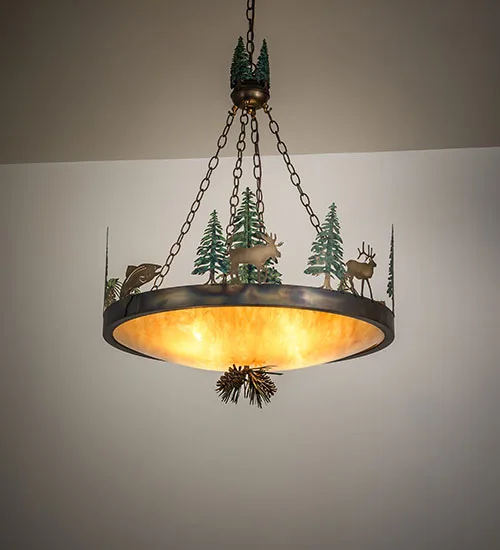 30" Wide Wildlife at Dusk Pendant