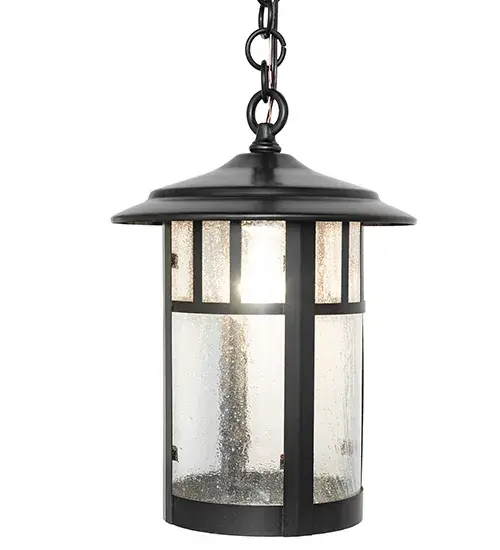 Handcrafted of Solid Brass with exquisite beauty for both interior and outdoor lighting applications. This stunning cylindrical lantern features a straight-line design on a Clear Seeded Glass lens; revealing a single Edison-styled lamp enhanced with a Craftsman Brown finish. The overall height ranges from 21 to 48 inches; as the chain length can be easily adjusted in the field to meet your lighting requirements. The pendant is ideal for illuminating islands; counters; conference and dining tables; and bars in timber homes; modern farmhouses; and other spaces from Traverse City; Michigan; to Lake Tahoe; Nevada; to Lake Geneva; Wisconsin. The Fulton Double Bar Mission Pendant is included in our American-made; American-designed; handcrafted Craftsman Signature Series and manufactured in Yorkville; New York. UL and cUL are listed for dry and damp locations. Our Build Your Own Craftsman Signature Series features unlimited combinations of styles.The collection is called build your own because it is fully configurable and customizable from size and design to finish and lens color. Go nuts with the options; or send us your own concept today! Call today to learn how to use the configuration tool available on our website for an instant item number! - alternate view