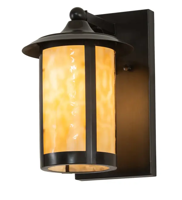 Handcrafted from Solid Brass with alluring rustic beauty. This stunning Craftsman Signature lantern features a Beige Art Glass diffuser that is enhanced with a Craftsman Brown finish. Display this wall sconce to illuminate the exterior of timber homes, modern farmhouses, and other spaces from Traverse City, Michigan, to Lake Tahoe, Nevada, to Lake Geneva, Wisconsin. The Fulton Prime Wall Sconce is featured in our American-made, American-designed, handcrafted Craftsman Signature Series, which is manufactured in Yorkville, New York. UL and cUL listed for dry, damp and wet locations. Our Build Your Own Craftsman Signature Series features unlimited combinations of styles. The collection is called Build Your Own because it is fully configurable and customizable from size and design to finish and lens color. Choose from any of the multitude of style options, or send us your own concept today! Call today to learn how to use the configuration tool available on our website for an instant item number! Collection: Fulton Finish: Craftsman Brown Glass: Beige Art Glass Width: 8.00" Height: 12.00" Length: 10.00" Weight: 5.00 lb Number of Bulbs: 1 Maximum Wattage: 60.00 W Bulb Type: A19 Bulb Base: E26 Material: Brass Country of Origin: USA Safety Rating: Wet