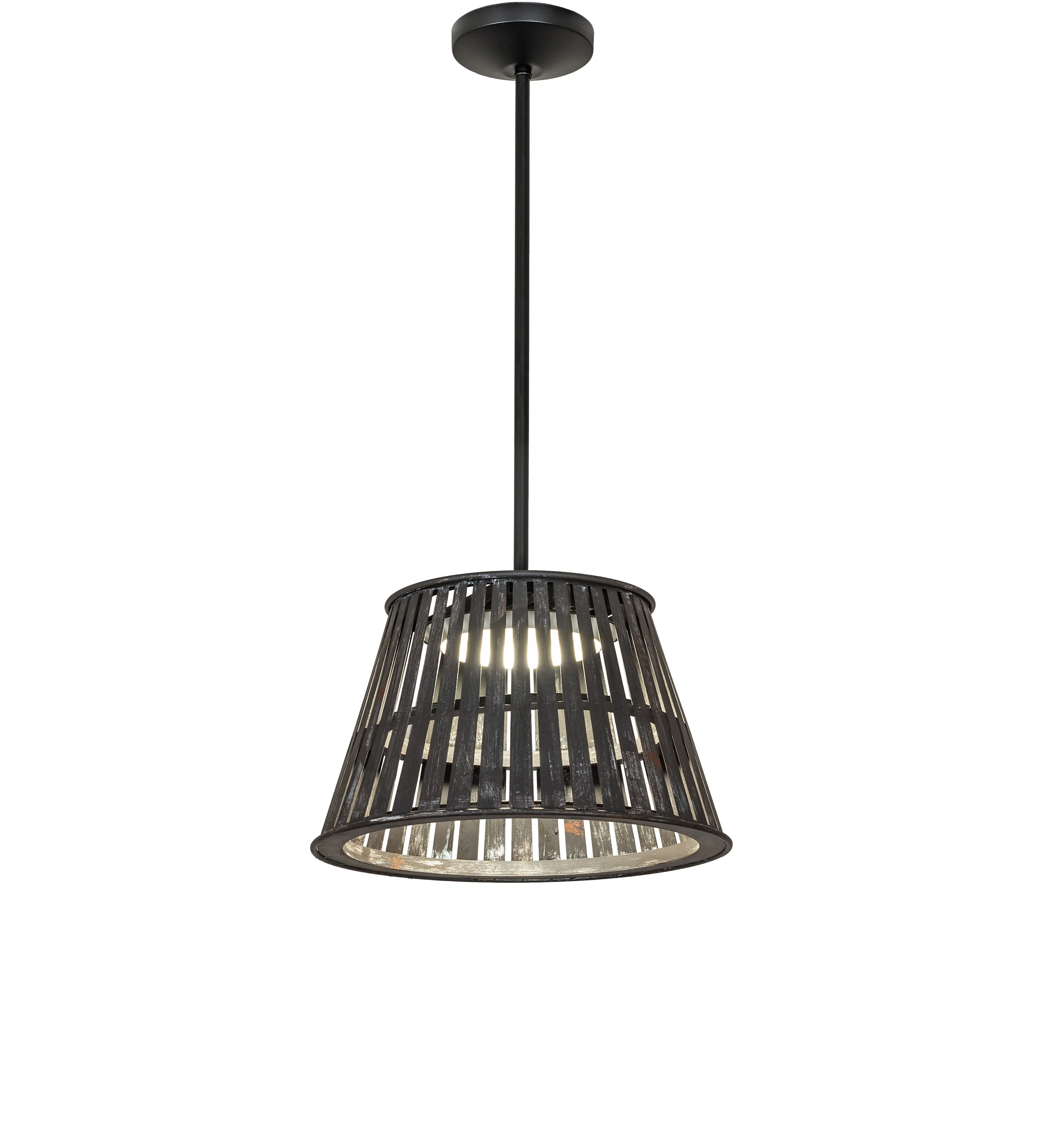 Peach Basket LED Pendant in Weathered Wicker