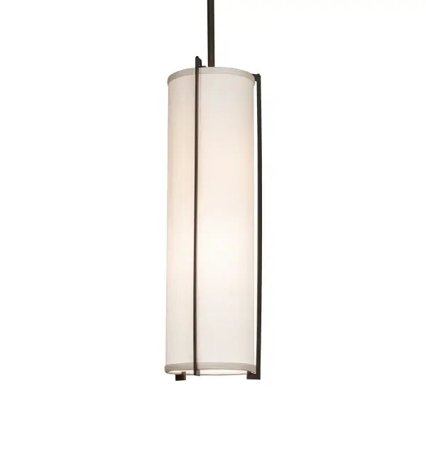 The Cilindro Mini Pendant brings an appealing architectural design to light. The Beige Textrene shade is enhanced with a Statuario Idalight bottom diffuser. The fixture features Oil Rubbed Bronze-finished frame and hardware to complement any interior decor. The mini pendant can be installed in groups across a bar; table; counter; or island to make a dramatic design statement in fine homes from Charlotte; North Carolina; to Detroit; Michigan; to Boise; Idaho. The Cilindro Structure Mini Pendant is included in our American-made; American-designed; handcrafted Contemporary Lighting Collection. UL and cUL listed for dry and damp locations; however; we do not recommend placing it in spaces that experience a large amount of moisture due to the fabric shade.