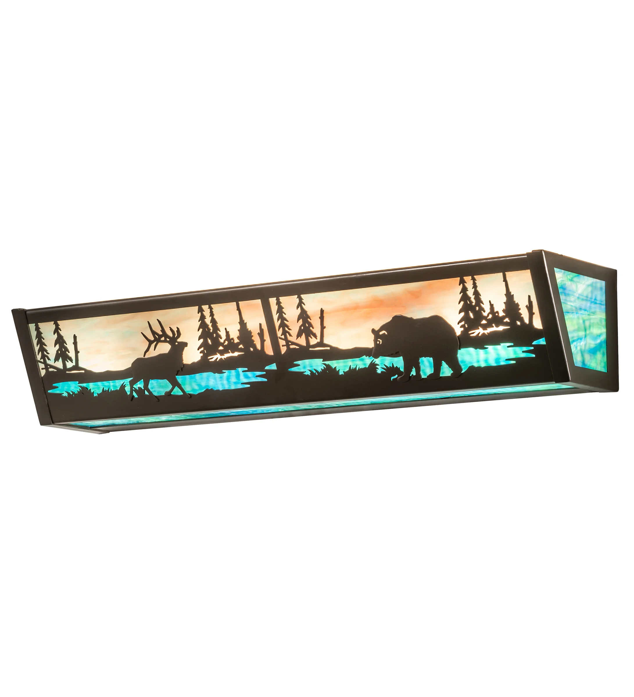 Elk & Black Bear Four Light Vanity in Timeless Bronze