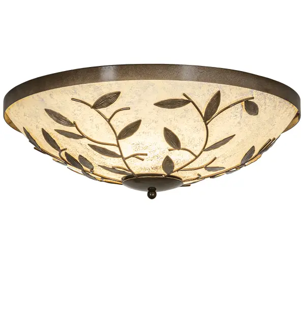 Bring the great outdoors into your home with this stunning organic-style ceiling fixture that provides beautiful ambient lighting. As visually impressive as the delicate leaves of your most beloved shrubbery, this unique fixture features a dramatic Branches motif on a Scavo Idalight diffuser enhanced with an Antique Hammered Gold finish. The fixture can illuminate homes from Augusta, Georgia, to Little Rock, Arkansas, to Amarillo, Texas. The Branches Flushmount is included in our American-made, American-designed, handcrafted Nature Inspired Lighting Collection. It was manufactured in Yorkville, New York, and is UL and cUL listed for dry and damp locations. Collection: Branches Finish: Antique Hammered Gold Glass: Scavo Idalight Width: 24.00" Height: 8.00" Length: 24.00" Weight: 17.00 lb Number of Bulbs: 3 Maximum Wattage: 40.00 W Bulb Type: BA9 Bulb Base: E12 Material: Steel Country of Origin: USA Safety Rating: Damp