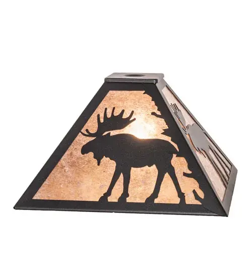 Every Meyda Tiffany item is a unique handcrafted work of art. Natural variations in the wide array of materials that we use to create each Meyda product make every item a masterpiece of its own. Photographs are a general representation of the product. Colors and designs will vary. Collection: Moose Finish: Textured Black Glass: Silver Mica Width: 16.00" Height: 6.50" Length: 11.00" Weight: 2.00 lb Country of Origin: USA Safety Listing: Damp Safety Rating: Damp - alternate view