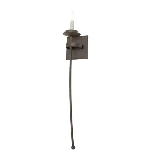 Rich, handsome styling greets a distinctive, sophisticated look. A single Ivory faux candlelight is perched atop a custom-tailored bobeche. This Bechar wall sconce is accented with a long, slender decorative stem embellished with a ballpoint accent for a high level of aesthetic appeal. A handsome square backplate is complemented with stunning hardware hand-finished in Oil Rubbed Bronze. The striking wall sconce is ideal as a statement piece in a corridor or entryway in a fine home, reception area in an office, or lobby of a boutique hotel in the Chelsea section of Manhattan, New York, to the trendy NoMa Washington DC neighborhood, to the Silver Lake neighborhood in Los Angeles, California. The Bechar Wall Sconce is included in our American-made, American-designed, handcrafted Traditional Lighting Collection and manufactured in Yorkville, New York. UL and cUL listed for dry and damp locations. Collection: Bechar Finish: Oil Rubbed Bronze Width: 6.00" Height: 21.00" Length: 6.00" Weight: 3.00 lb Number of Bulbs: 1 Maximum Wattage: 10.00 W Bulb Type: BA9 Bulb Base: E12 Light Source: LED Material: Steel Safety Rating: Damp LED - alternate view
