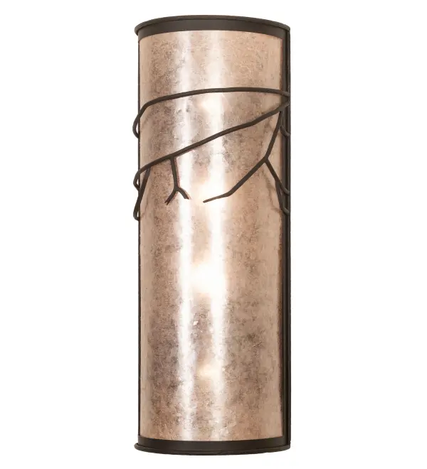 This attractive lighting design features silhouetted tree branches that appear like a mid-winter shadow from a crisp full moon and mesmerize with a striking look inspired by Mother Nature. The stunning Silver Mica lens is complemented with a frame and hardware featured in an Oil Rubbed Bronze finish. This gorgeous wall sconce perfectly complements any residential or commercial environment, especially in hallways and dining areas in timber frame homes, camps, and restaurant settings. A matching Branches Left Wall Sconce, model 272842, is also available to enhance any space. The wall fixture is inspired by trees in the Monongahela Forest in West Virginia, the Shawnee National Forest in Illinois, and the Bridger-Teton Forest in Wyoming. The Branches Wall Sconces are included in our American-made, American-designed, handcrafted Nature Inspired Collection and manufactured in Yorkville, New York. UL and cUL listed for dry and damp locations. Collection: Branches Finish: Oil Rubbed Bronze Glass: Silver Mica Width: 12.00" Height: 32.00" Length: 6.00" Weight: 14.00 lb Number of Bulbs: 2 Maximum Wattage: 9.00 W Bulb Type: A19 Bulb Base: E26 Light Source: LED Material: Steel Country of Origin: USA Safety Rating: Damp LED