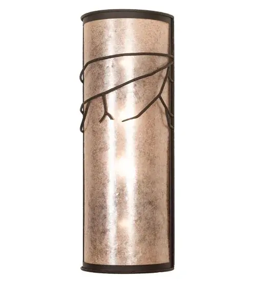 This attractive lighting design features silhouetted tree branches that appear like a mid-winter shadow from a crisp full moon and mesmerize with a striking look inspired by Mother Nature. The stunning Silver Mica lens is complemented with a frame and hardware featured in an Oil Rubbed Bronze finish. This gorgeous wall sconce perfectly complements any residential or commercial environment, especially in hallways and dining areas in timber frame homes, camps, and restaurant settings. A matching Branches Left Wall Sconce, model 272842, is also available to enhance any space. The wall fixture is inspired by trees in the Monongahela Forest in West Virginia, the Shawnee National Forest in Illinois, and the Bridger-Teton Forest in Wyoming. The Branches Wall Sconces are included in our American-made, American-designed, handcrafted Nature Inspired Collection and manufactured in Yorkville, New York. UL and cUL listed for dry and damp locations. Collection: Branches Finish: Oil Rubbed Bronze Glass: Silver Mica Width: 12.00" Height: 32.00" Length: 6.00" Weight: 14.00 lb Number of Bulbs: 2 Maximum Wattage: 9.00 W Bulb Type: A19 Bulb Base: E26 Light Source: LED Material: Steel Country of Origin: USA Safety Rating: Damp LED - alternate view