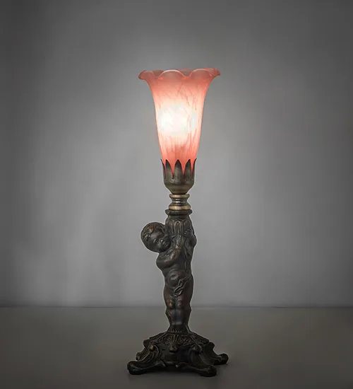12" High Pink Tiffany Pond Lily Mini Lamp