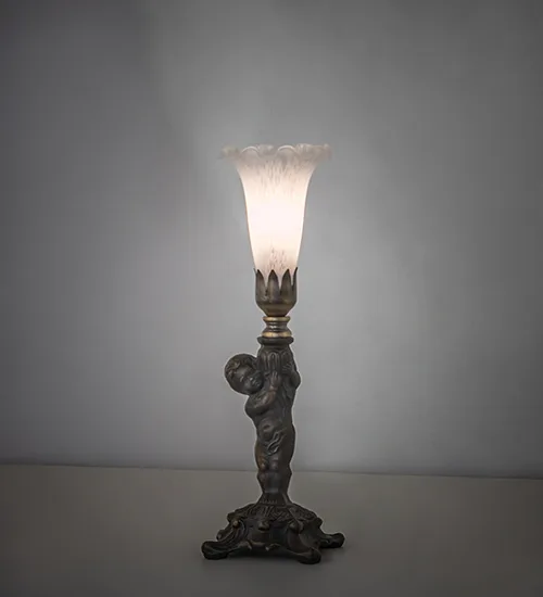 12" High White Tiffany Pond Lily Mini Lamp