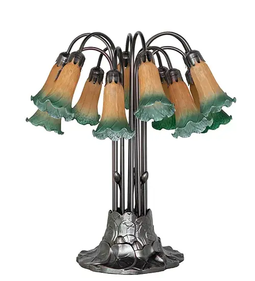 The Amber/Green Tiffany Pond Lily by Meyda Lighting - Image 3