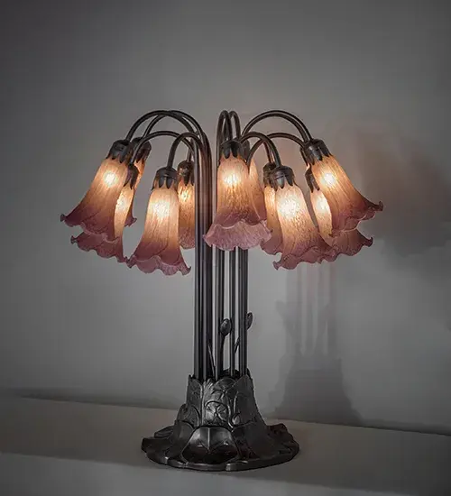 The Amber/Purple Tiffany Pond Lily by Meyda Lighting - Image 1