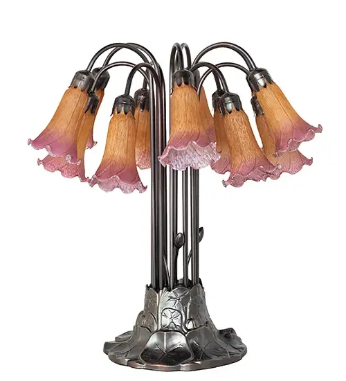 The Amber/Purple Tiffany Pond Lily by Meyda Lighting - Image 3